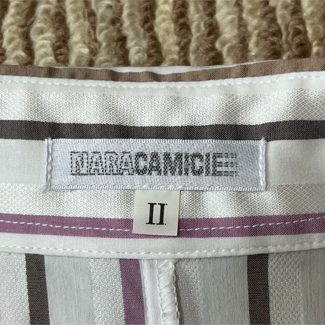 NARACAMICIE(ナラカミーチェ)のNARACAMICIEナラカミーチェ　ピンク系ストライプブラウス レディースのトップス(シャツ/ブラウス(半袖/袖なし))の商品写真