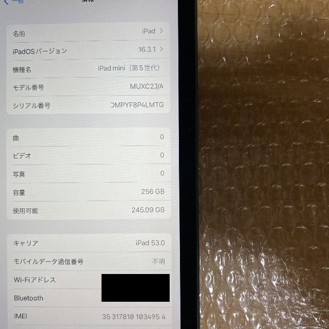 第5世代 iPad Mini 256GB Wi-Fi+Cellular - タブレット