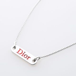 ディオール(Dior)のディオール DIOR プレート赤ロゴネックレス(ネックレス)