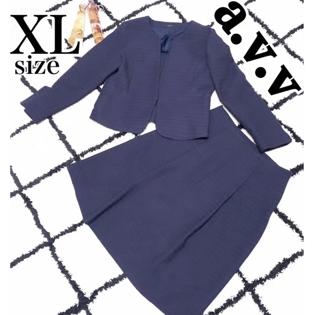 a.v.v ♡大きいサイズ ノーカラー スカート セットアップ  ツイードXL