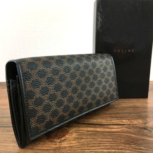 極美品 CELINE 長財布 マカダム柄 ブラック 317-