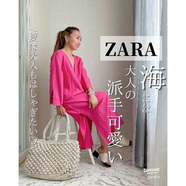 ZARA　リネンブレンド チュニック ワンピース　Sサイズ　ピンク