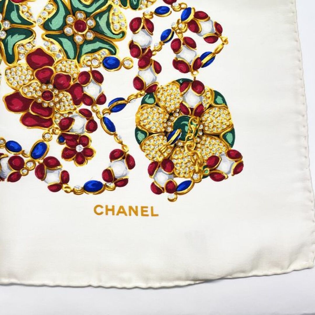 CHANEL ビジュー ジュエリー 宝石 ヴィンテージ シルク スカーフ 