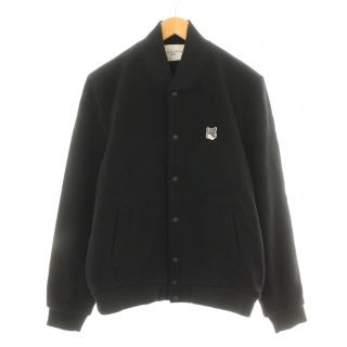 メゾンキツネ(MAISON KITSUNE')のMAISON KITSUNE スタジアムジャンパー スタジャン ブルゾン M 黒(スタジャン)