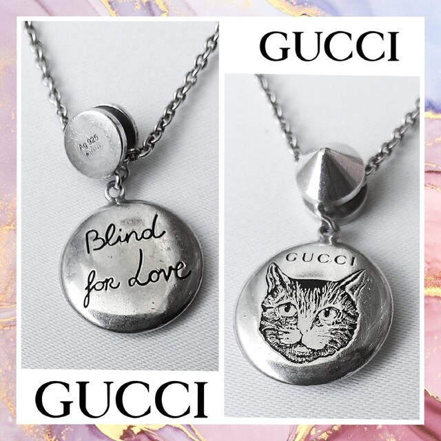 美品】GUCCI グッチ ブラインドフォーラブ ネックレス 猫 キャット-