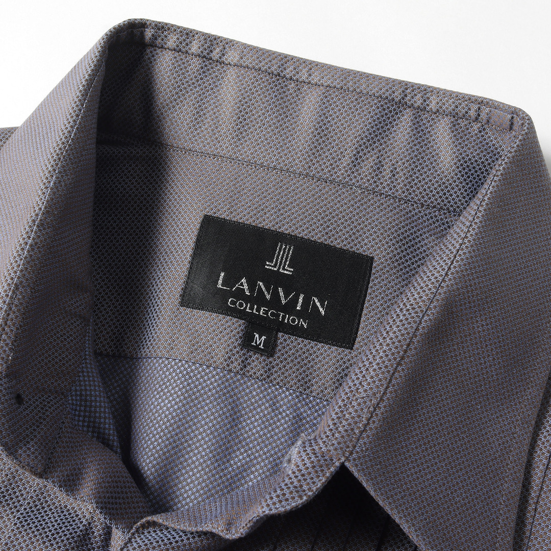 LANVIN ランバン シャツ プリーツ デザイン コットン ドレスシャツ ネイビー系 紺 M トップス 長袖 【メンズ】【R047】