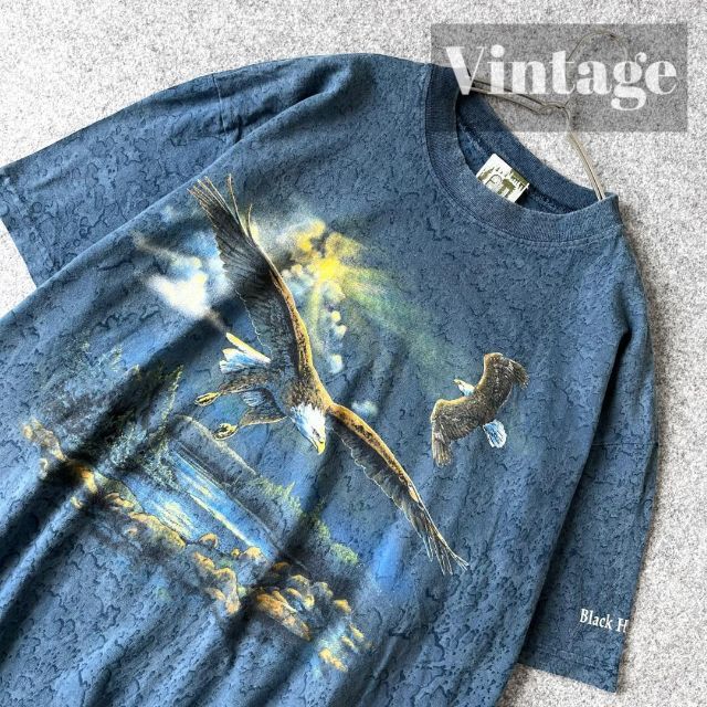 【vintage】USA製 イーグル BIGプリント タイダイ ルーズ Tシャツ