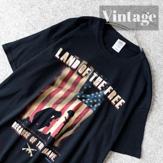 アートヴィンテージ(ART VINTAGE)の【vintage】星条旗 BIG プリント オーバーサイズ ルーズ 黒 Tシャツ(Tシャツ/カットソー(半袖/袖なし))