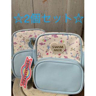 スイマー(SWIMMER)の未使用タグ付き☆2個セット☆ＳＷＩＭＭＥＲ　ＢＯＸショルダーバッグ　ガール柄(ポシェット)