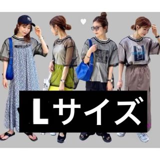 シマムラ(しまむら)のしまむら　エリラインチュールT  シアートップス　L(Tシャツ(半袖/袖なし))