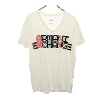 アルマーニエクスチェンジ(ARMANI EXCHANGE)のアルマーニエクスチェンジ Vネック プリント 半袖 Tシャツ M 白 ARMANI EXCHANGE メンズ 【中古】  【230510】 メール便可(Tシャツ/カットソー(半袖/袖なし))