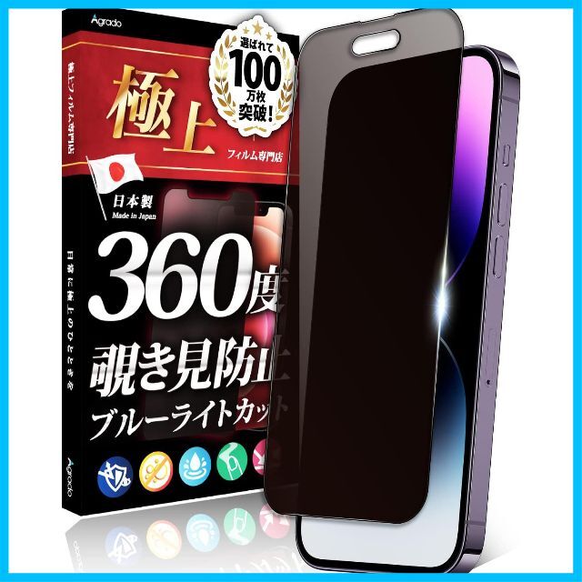 Agrado 360度 覗き見防止フィルム iPhone14Pro 用 日本製