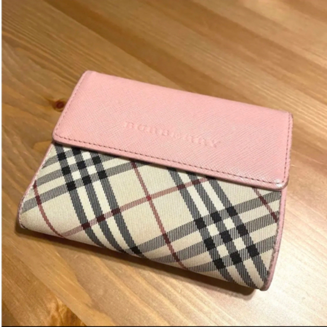 BURBERRY   バーバリー ピンク 折り 財布 チェックの通販 by ナオ's