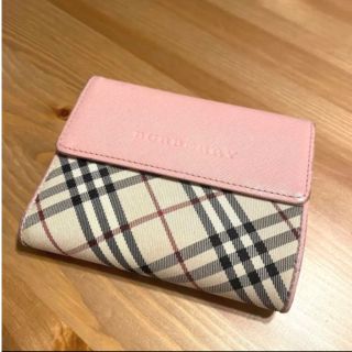 バーバリー(BURBERRY)のバーバリー ピンク 折り 財布 チェック(財布)