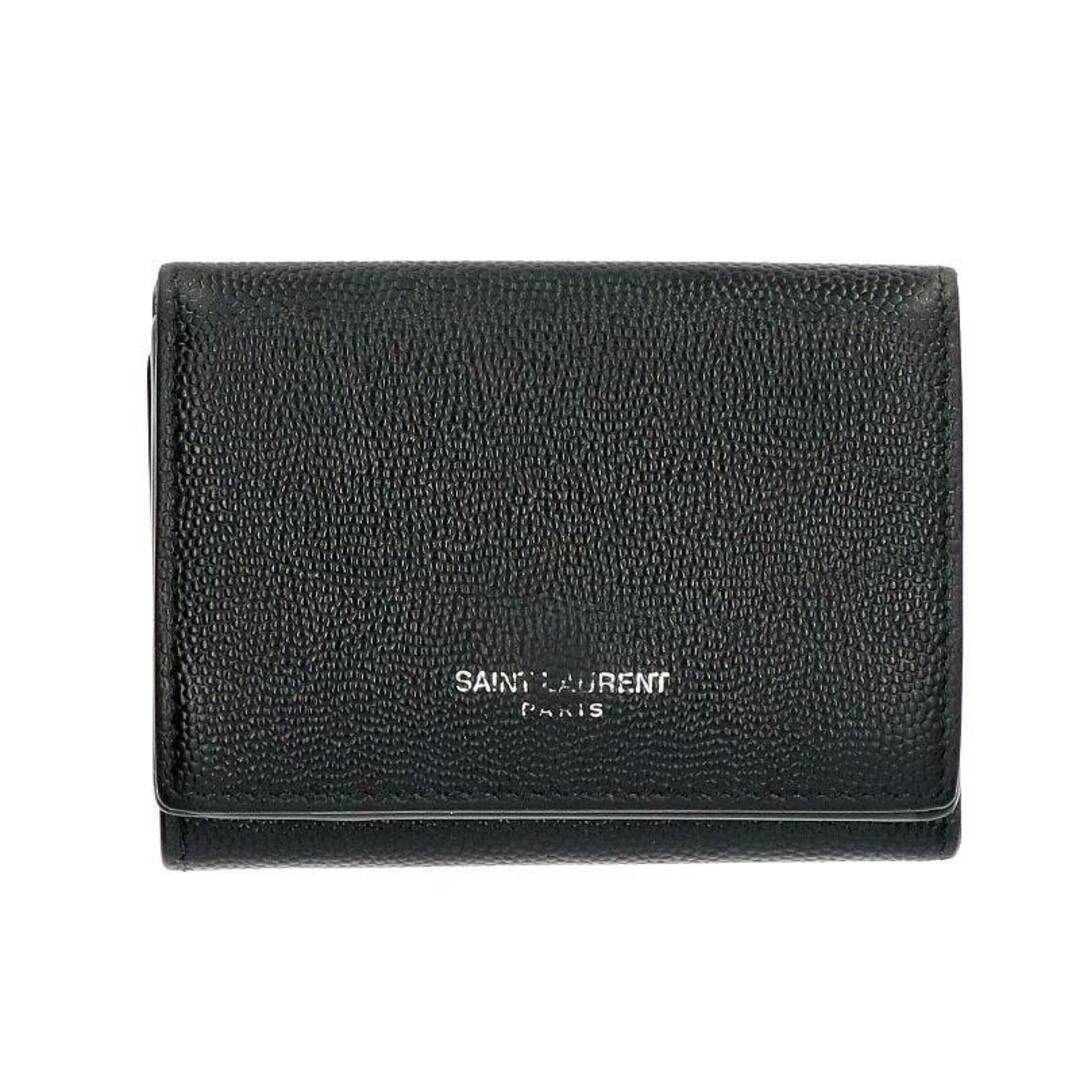 YSL　サンローラン　レザー　コンパクト財布　Wホック　三つ折り財布　赤系　美品