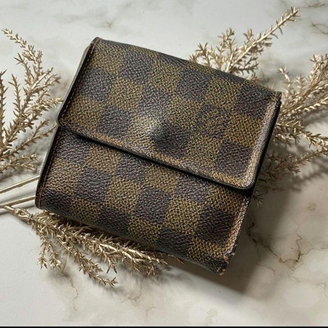 LOUIS VUITTON ルイヴィトン ビトン ロゴ ダミエ 二つ 折り財布 | www
