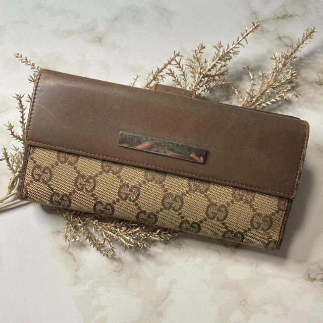 グッチ　ロゴ　ブラウン　キャンバス　長財布　GG　財布　GUCCI メンズのファッション小物(長財布)の商品写真