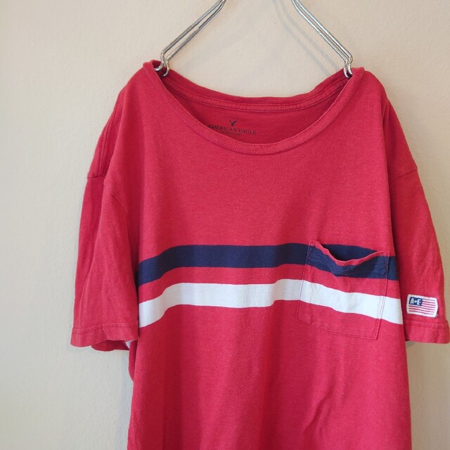 American Eagle(アメリカンイーグル)のアメリカンイーグル　ポケットTシャツ AMERICANEAGLE　レッド メンズのトップス(Tシャツ/カットソー(半袖/袖なし))の商品写真