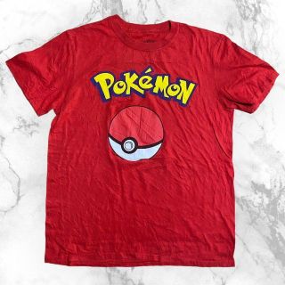 S993 古着 Pokemon  赤 ポケモン　モンスターボール　ロゴ Tシャツ(Tシャツ/カットソー(半袖/袖なし))