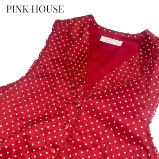 ピンクハウス(PINK HOUSE)のPINK HOUSE ドット柄ベスト　ジレ　アカ　ピンクハウス(ベスト/ジレ)