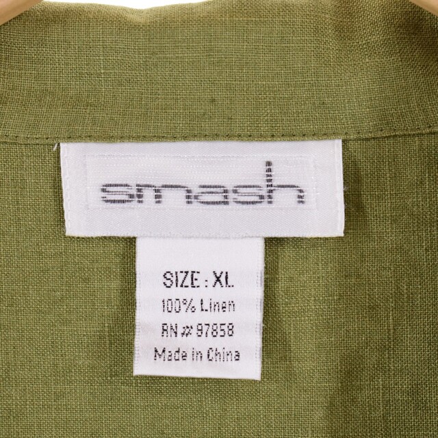 SMASH 半袖 オープンカラー リネンシャツ メンズXL /eaa334132