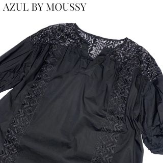 アズールバイマウジー(AZUL by moussy)のAZULBYMOUSSY レースワンピース　ブラック　アズールバイマウジー(ひざ丈ワンピース)