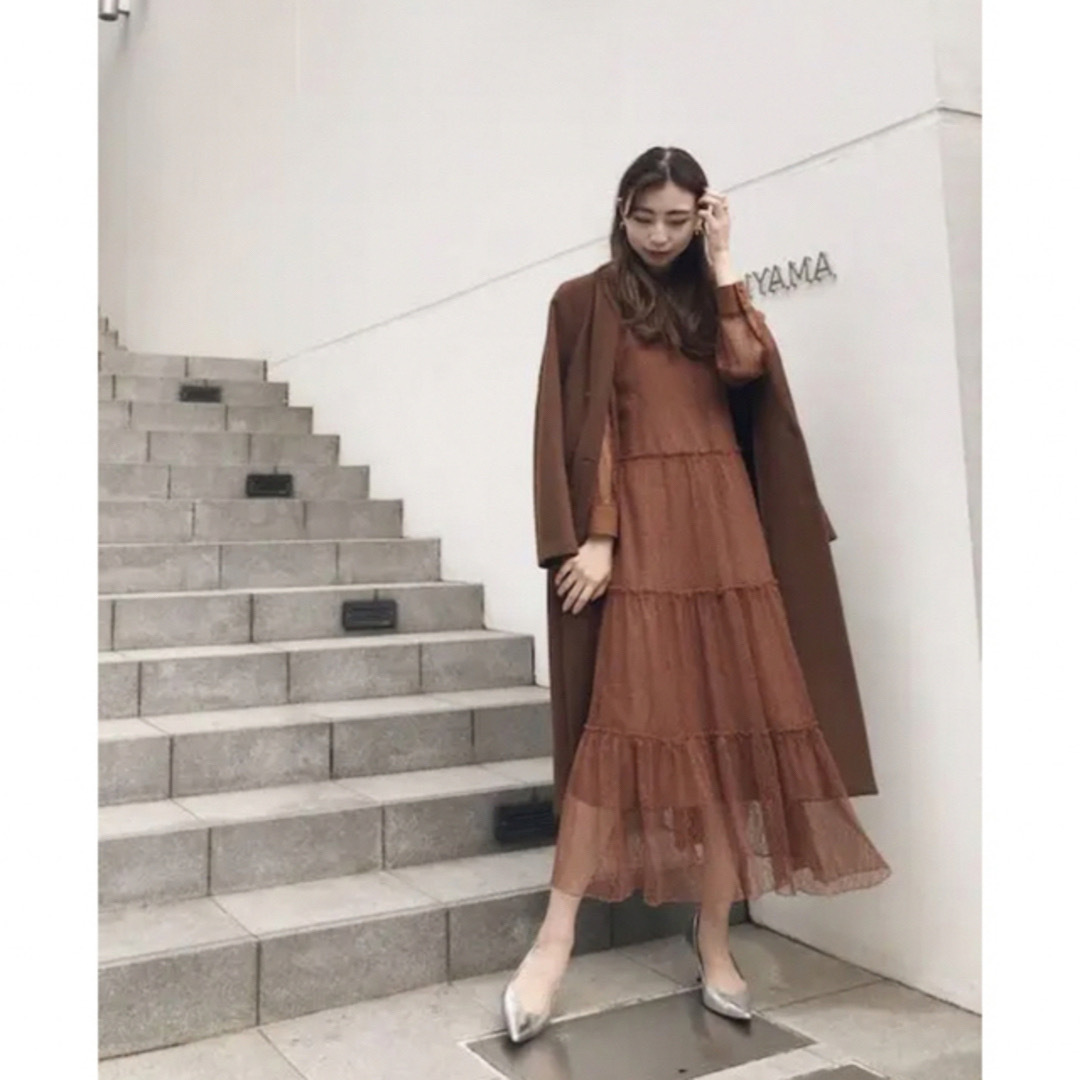 美品　アメリヴィンテージ　SHIRRING SHEER DRESS ブラウン