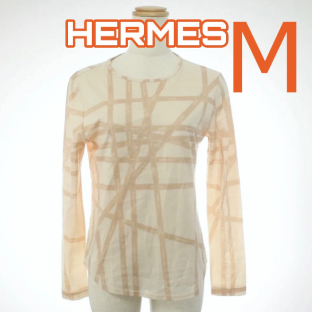 Hermes(エルメス)のHERMES リボンボルデュック柄Tシャツ レディースのトップス(Tシャツ(長袖/七分))の商品写真