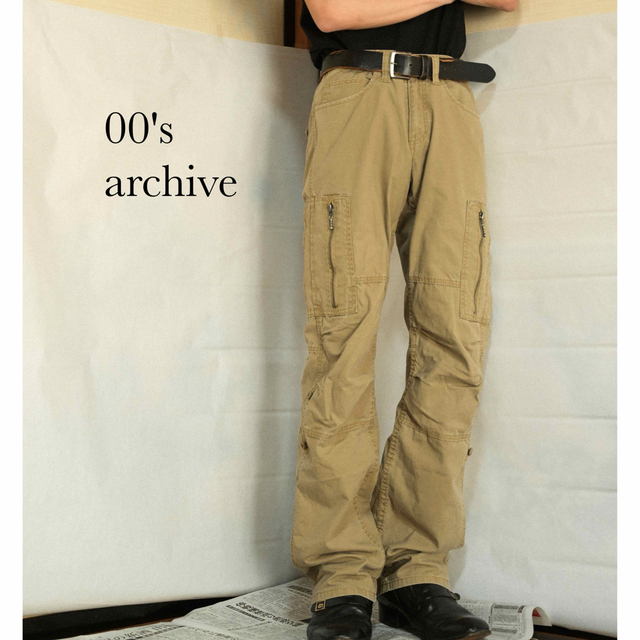00's ギミックカーゴパンツ ジップポケット 切り替え vintage y2k | フリマアプリ ラクマ