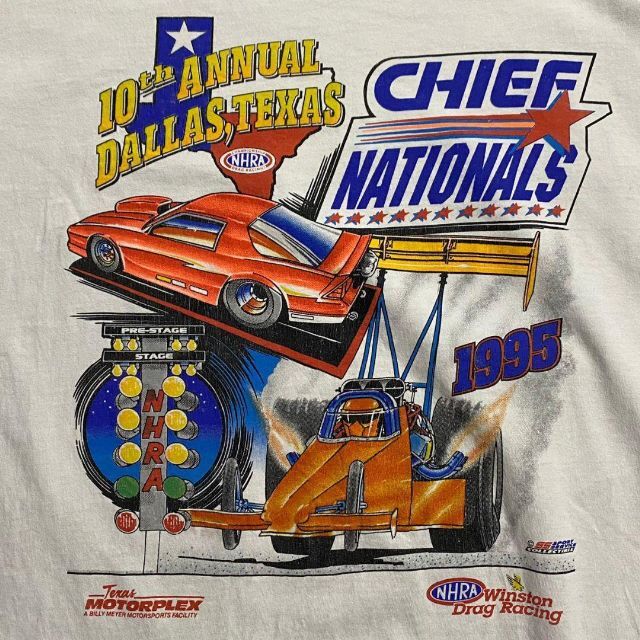 S9125 古着 All Sport 90s USA製 白 NHRA Tシャツ メンズのトップス(Tシャツ/カットソー(半袖/袖なし))の商品写真