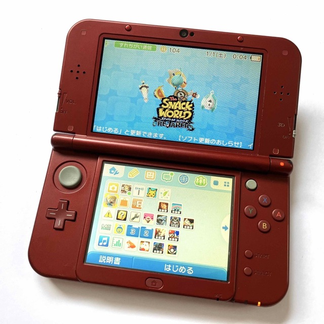 ニンテンドー3DS(ニンテンドー3DS)の【ソフト6点付】NEWニンテンドー3DS LL メタリックレッド 本体 エンタメ/ホビーのゲームソフト/ゲーム機本体(携帯用ゲーム機本体)の商品写真