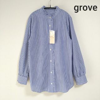 グローブ(grove)の【未使用】grove　ストライプスタンドフリルシャツ(シャツ/ブラウス(長袖/七分))