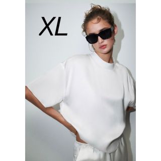 ザラ(ZARA)のZARA サテントップス XL(シャツ/ブラウス(半袖/袖なし))