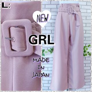 グレイル(GRL)のL：新品 ワイドパンツ／グレイル★未使用★ピンクパープル(カジュアルパンツ)