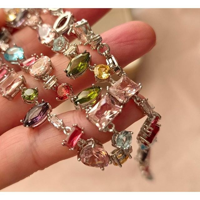 Colorful glass stone カラフル ガラスストーン ネックレス レディースのアクセサリー(ネックレス)の商品写真