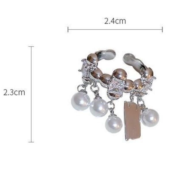 Pearl tassel ring パールタッセル お花 ガラスリング 指輪 レディースのアクセサリー(リング(指輪))の商品写真