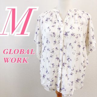 グローバルワーク(GLOBAL WORK)のGLOBAL WORK グローバルワーク M 半袖シャツ 花柄 ガーリー 白(シャツ/ブラウス(半袖/袖なし))