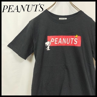 ピーナッツ(PEANUTS)のピーナッツ 半袖Ｔシャツ スヌーピー キャラクター デカロゴ バックプリント 黒(Tシャツ/カットソー(半袖/袖なし))