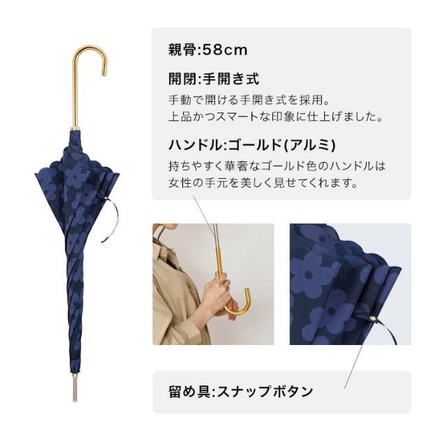 【色: オフ】202Wpc. 雨傘 フラワーレース オフ 58cm グラスファイ 1