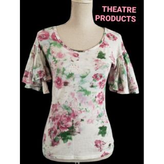 シアタープロダクツ(THEATRE PRODUCTS)の大変美品　Theatre PRODUCTS  素敵な花柄トップス　薄手ニット(シャツ/ブラウス(半袖/袖なし))