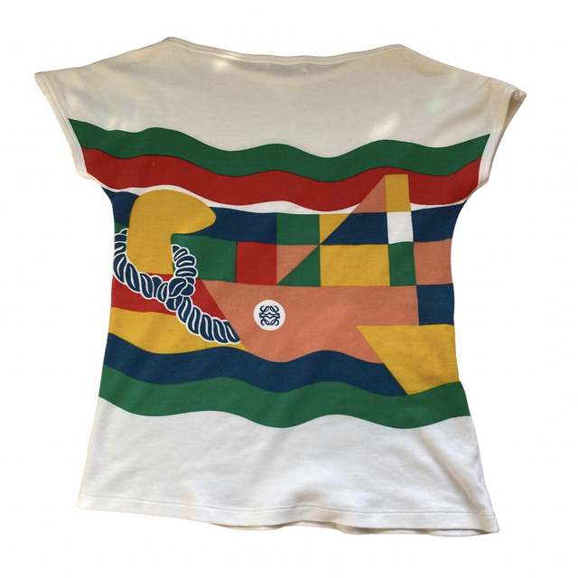 LOEWE(ロエベ)のVintage LOEWE ボートネックカラーブロックプリントカットソー 42 レディースのトップス(Tシャツ(半袖/袖なし))の商品写真