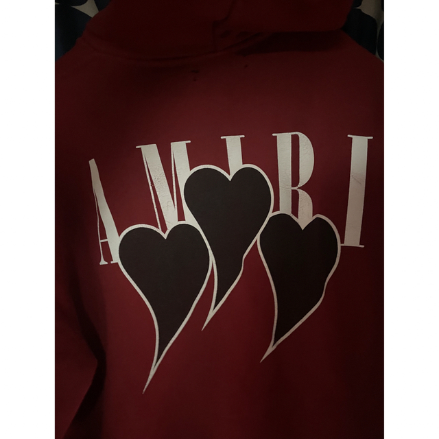 amiri プルオーバーパーカー　バックハート　レッド