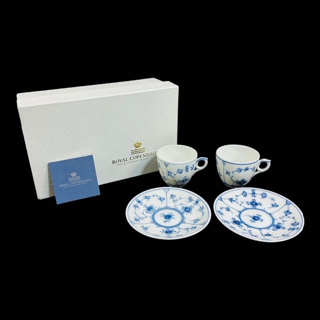 【美品】ロイヤルコペンハーゲン ブルーフルーテッドプレインカップ&ソーサー 2客 | フリマアプリ ラクマ