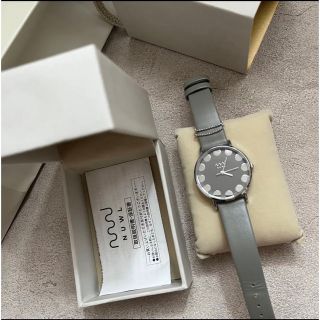 シチズン(CITIZEN)のNUWL♡箱と袋付き レザー腕時計 EVEN DOT ASHGRAY 大人気(腕時計)