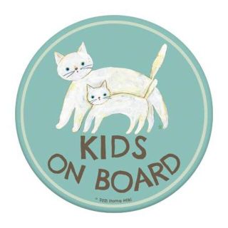 いとまみきkidsonboard白ねこの親子 ブルー  車用マグネット ／ 子供(その他)