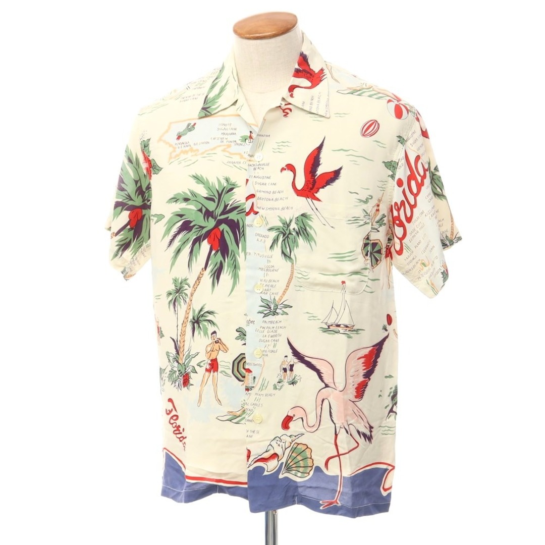 SUN SURF サンサーフ 半袖シャツ SS38810  RAYON HAWAIIAN SHIRT NAVIGATION OF THE SEA レーヨン ハワイアン 半袖 シャツ グリーン系 L