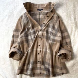 バーバリー(BURBERRY)の希少 バーバリーロンドン シャツ ブラウス チェック ベージュ サイズ44 メガ(シャツ/ブラウス(長袖/七分))