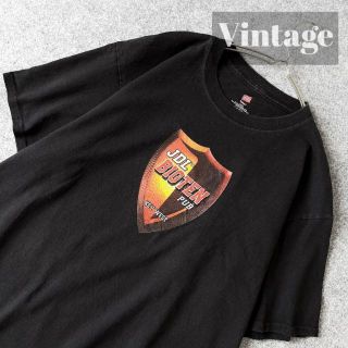 アートヴィンテージ(ART VINTAGE)の【vintage】BIGTEN PUB ロゴ プリント ルーズ 黒 Tシャツ L(Tシャツ/カットソー(半袖/袖なし))