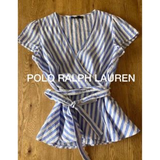 ポロラルフローレン(POLO RALPH LAUREN)のPOLO ラルフローレン　リネンシャツ　ストライプ　小さめサイズ　米国購入　新品(シャツ/ブラウス(半袖/袖なし))