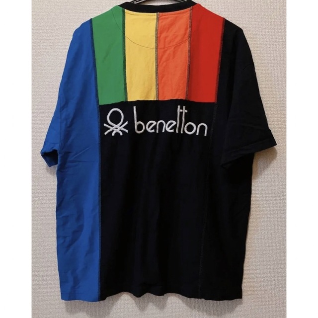 ベネトン　オーバーサイズ　レインボー　Tシャツ　ブラック　黒